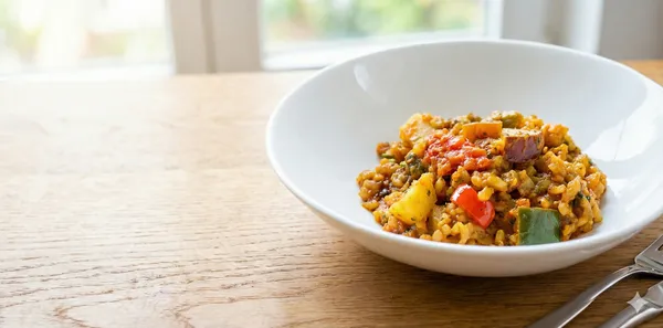 具だくさん！チーズカレーリゾットの写真