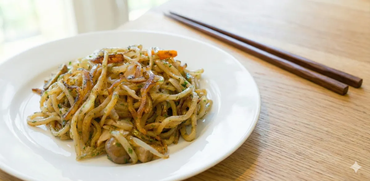 ホットプレートでつくる富士宮風焼きそばの写真